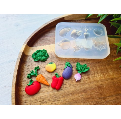 Silicone mold, Vegetable set, mini, 7 elements, ~ 1-2.3 cm, H:0.4 cm