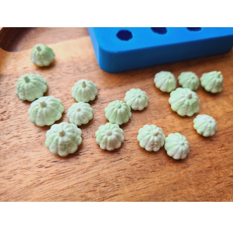 Silicone mold, Pattypan squash, scale 1:6, style 2, 6 elements, ~ Ø 1-1.3 cm, H:0.6-0.9 cm