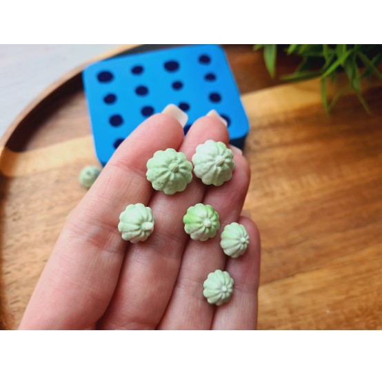 Silicone mold, Pattypan squash, scale 1:6, style 2, 6 elements, ~ Ø 1-1.3 cm, H:0.6-0.9 cm