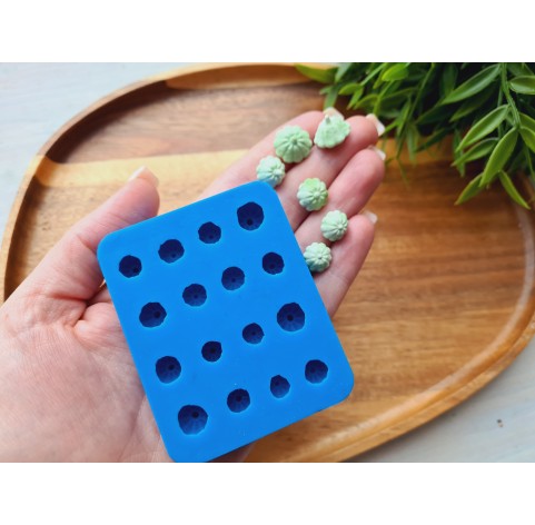 Silicone mold, Pattypan squash, scale 1:6, style 2, 6 elements, ~ Ø 1-1.3 cm, H:0.6-0.9 cm