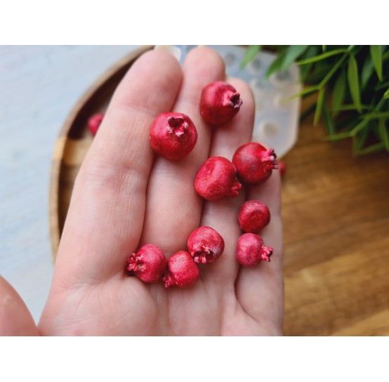 Silicone mold, Pomegranate, scale 1:6, style 3, 15 elements, ~ Ø 0.9-1.2 cm, H:0.9-1.3 cm