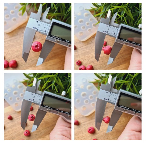 Silicone mold, Pomegranate, scale 1:6, style 3, 15 elements, ~ Ø 0.9-1.2 cm, H:0.9-1.3 cm