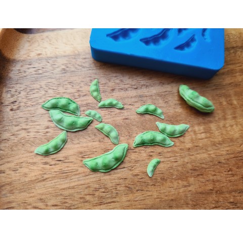 Silicone mold, Pea pod, 1:6-1:12 scale, style 2, ~ 0.3-1.7 cm, H:0.1-0.3 cm