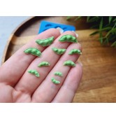 Silicone mold, Pea pod, 1:6-1:12 scale, style 2, ~ 0.3-1.7 cm, H:0.1-0.3 cm