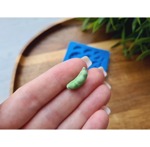 Silicone mold, Pea pod, 1:6-1:12 scale, style 2, ~ 0.3-1.7 cm, H:0.1-0.3 cm