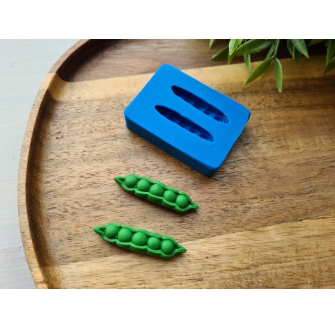 Silicone mold, Pea pod, style 3, 2 elements, ~ 1*4.3 cm, H:0.8 cm