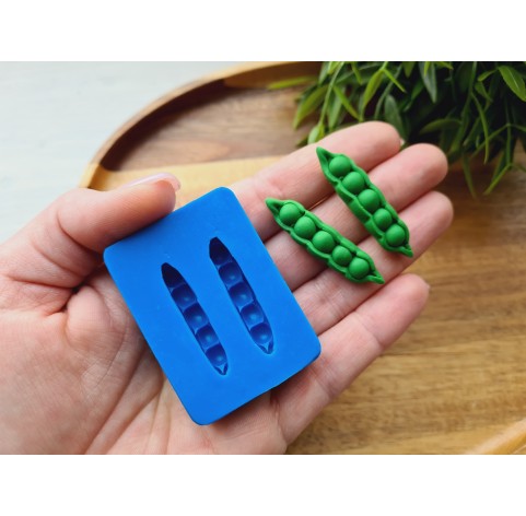 Silicone mold, Pea pod, style 3, 2 elements, ~ 1*4.3 cm, H:0.8 cm
