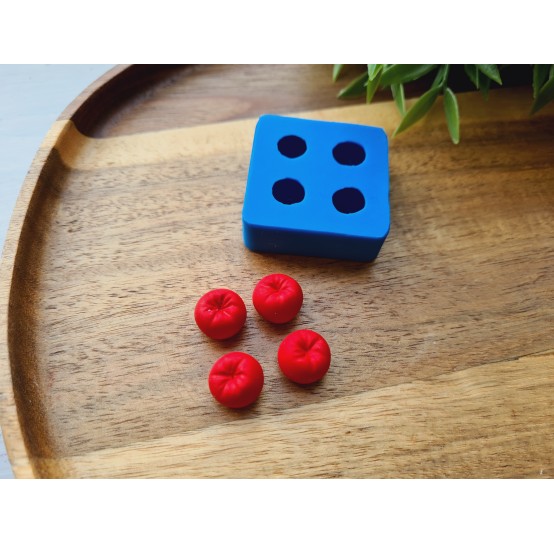 Silicone mold, Tomato, scale 1:6, style 2, 4 elements, ~ Ø 1.3 cm, H:1 cm