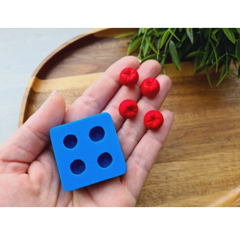 Silicone mold, Tomato, scale 1:6, style 2, 4 elements, ~ Ø 1.3 cm, H:1 cm
