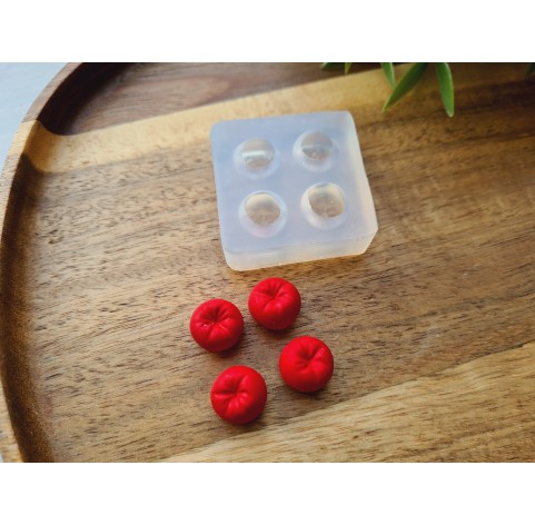 Silicone mold, Tomato, scale 1:6, style 2, 4 elements, ~ Ø 1.3 cm, H:1 cm