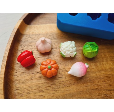 Silicone mold, Vegetable set, style 2, 6 elements, ~ 1.4-2.1 cm, H:1.2-1.6 cm