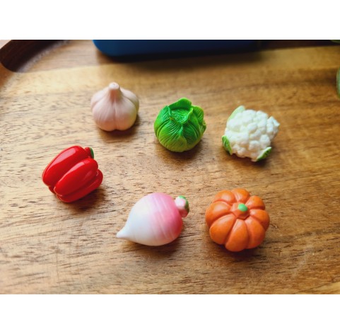Silicone mold, Vegetable set, style 2, 6 elements, ~ 1.4-2.1 cm, H:1.2-1.6 cm
