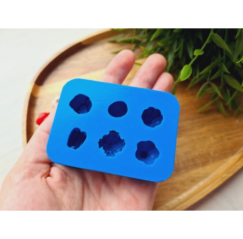 Silicone mold, Vegetable set, style 2, 6 elements, ~ 1.4-2.1 cm, H:1.2-1.6 cm