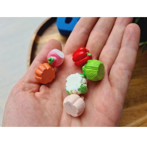 Silicone mold, Vegetable set, style 2, 6 elements, ~ 1.4-2.1 cm, H:1.2-1.6 cm