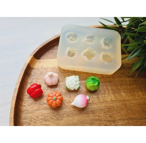Silicone mold, Vegetable set, style 2, 6 elements, ~ 1.4-2.1 cm, H:1.2-1.6 cm
