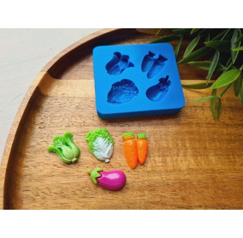 Silicone mold, Vegetable set, style 3, 4 elements, ~ 1.1-2.3 cm, H:0.5 cm