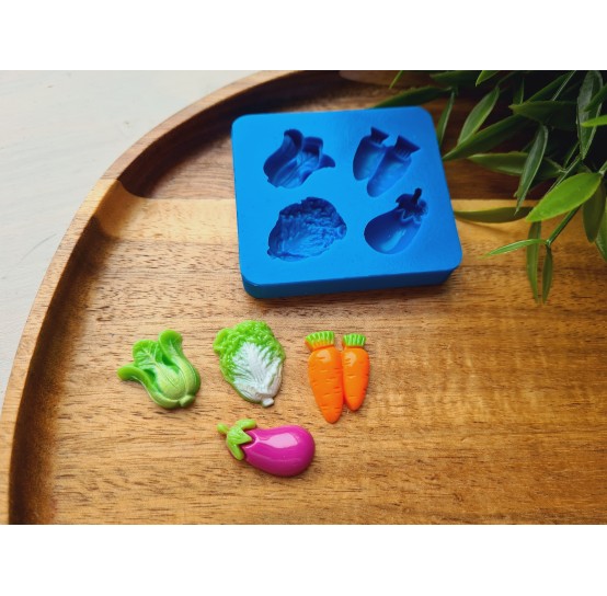 Silicone mold, Vegetable set, style 3, 4 elements, ~ 1.1-2.3 cm, H:0.5 cm