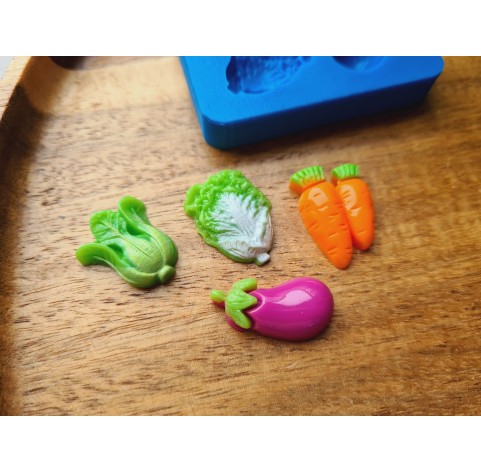 Silicone mold, Vegetable set, style 3, 4 elements, ~ 1.1-2.3 cm, H:0.5 cm