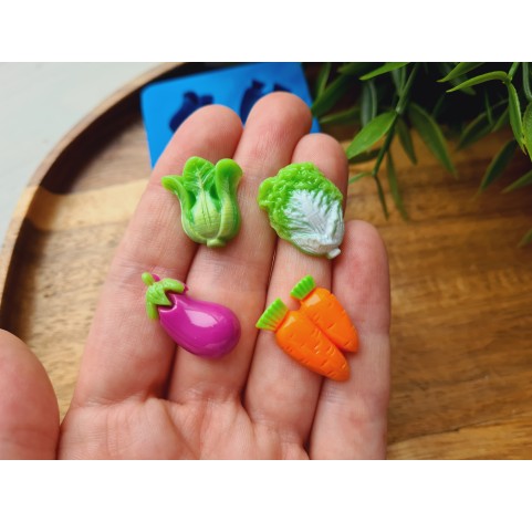 Silicone mold, Vegetable set, style 3, 4 elements, ~ 1.1-2.3 cm, H:0.5 cm