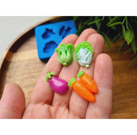 Silicone mold, Vegetable set, style 3, 4 elements, ~ 1.1-2.3 cm, H:0.5 cm