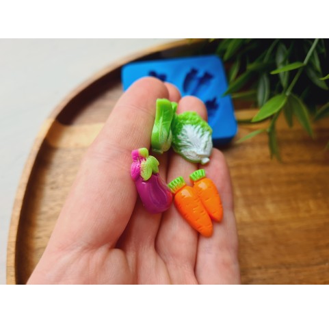 Silicone mold, Vegetable set, style 3, 4 elements, ~ 1.1-2.3 cm, H:0.5 cm