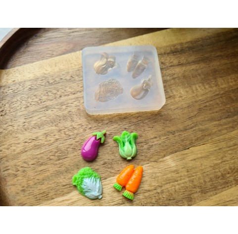 Silicone mold, Vegetable set, style 3, 4 elements, ~ 1.1-2.3 cm, H:0.5 cm
