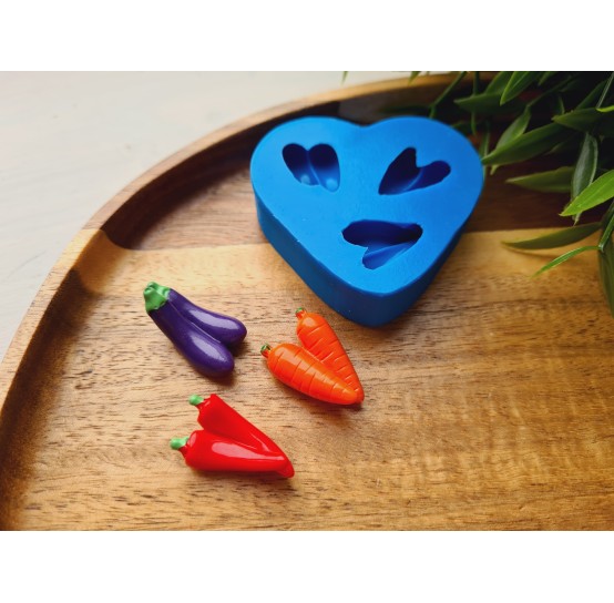 Silicone mold, Vegetable set, style 4, 3 elements, ~ 1.3-2.5 cm, H:0.8-1.2 cm