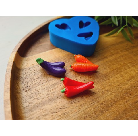 Silicone mold, Vegetable set, style 4, 3 elements, ~ 1.3-2.5 cm, H:0.8-1.2 cm