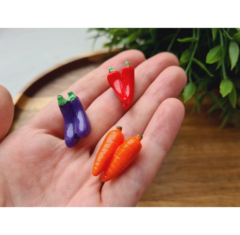 Silicone mold, Vegetable set, style 4, 3 elements, ~ 1.3-2.5 cm, H:0.8-1.2 cm
