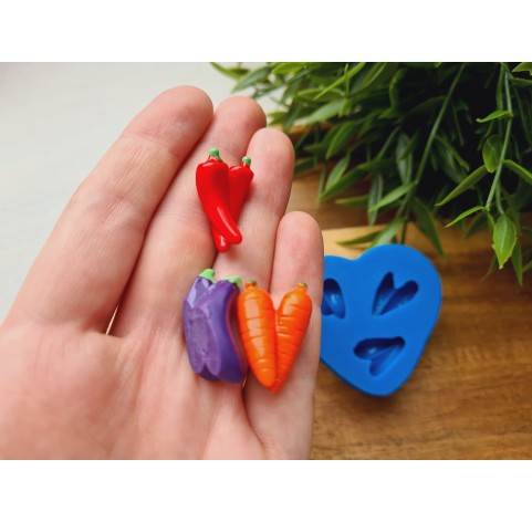 Silicone mold, Vegetable set, style 4, 3 elements, ~ 1.3-2.5 cm, H:0.8-1.2 cm