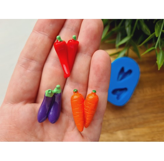 Silicone mold, Vegetable set, style 4, 3 elements, ~ 1.3-2.5 cm, H:0.8-1.2 cm