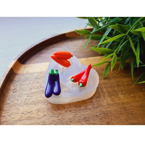 Silicone mold, Vegetable set, style 4, 3 elements, ~ 1.3-2.5 cm, H:0.8-1.2 cm