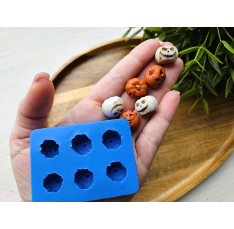 Silicone mold, Pumpkin, style 10, 6 elements, ~ 1.7*1.5 cm, H:1.4 cm