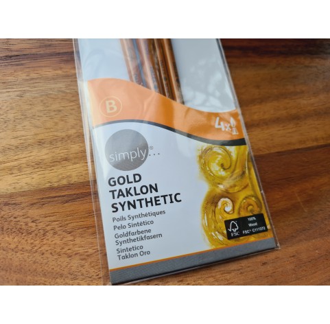 Synthetic brush SIMPLY Gold Taklon, set B, Nr. 3, short handles, 4 brushes 