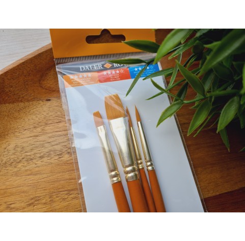 Synthetic brush SIMPLY Gold Taklon, set B, Nr. 3, short handles, 4 brushes 