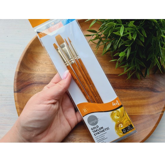 Synthetic brush SIMPLY Gold Taklon, set B, Nr. 3, short handles, 4 brushes 