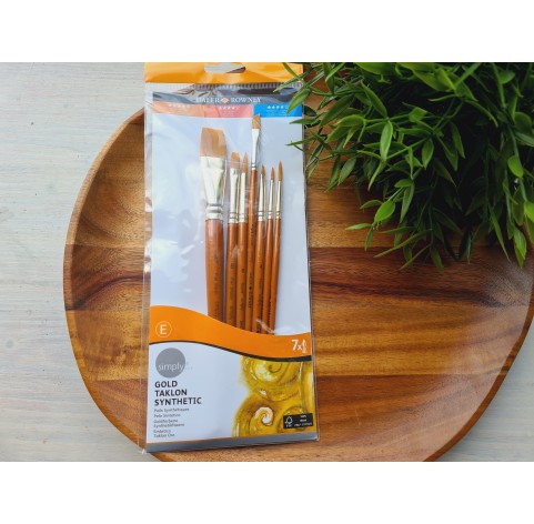 Synthetic brush SIMPLY Gold Taklon, set E, short handles, 7 brushes 
