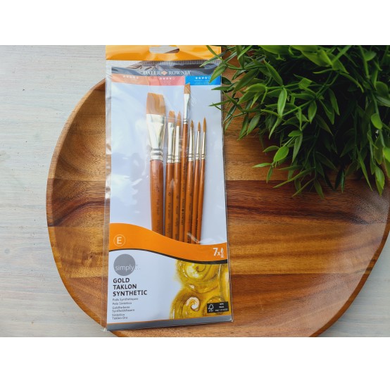 Synthetic brush SIMPLY Gold Taklon, set E, short handles, 7 brushes 