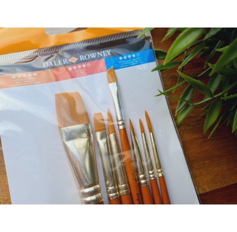 Synthetic brush SIMPLY Gold Taklon, set E, short handles, 7 brushes 