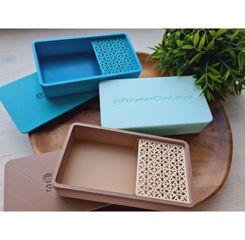 Personalized Color-Shift Cornstarch Box for Polymer Clay and Cutters, 16.2×8.7×3.9 cm