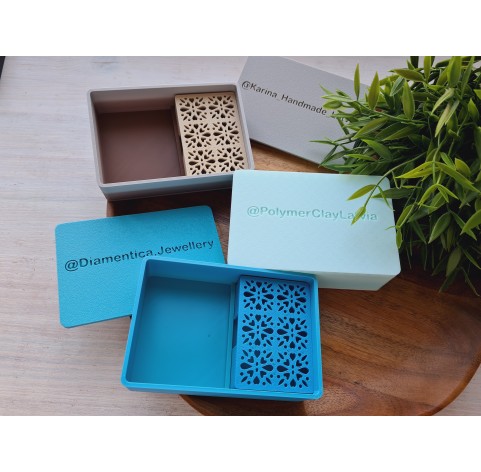 Personalized Color-Shift Cornstarch Box for Polymer Clay and Cutters, 12×8×4 cm