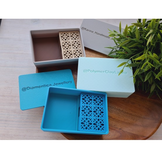 Personalized Color-Shift Cornstarch Box for Polymer Clay and Cutters, 12×8×4 cm