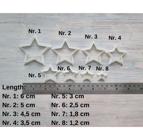 "Star, style 1", set of 8 cutters, one clay cutter or FULL set