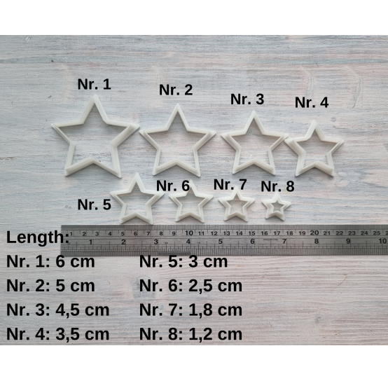 "Star, style 1", set of 8 cutters, one clay cutter or FULL set