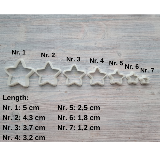 "Star, style 2", set of 7 cutters, one clay cutter or FULL set