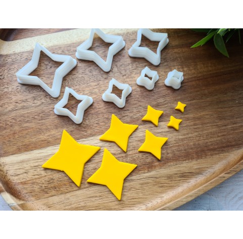 "Four pointed star", set of 7 cutters, one clay cutter or FULL set