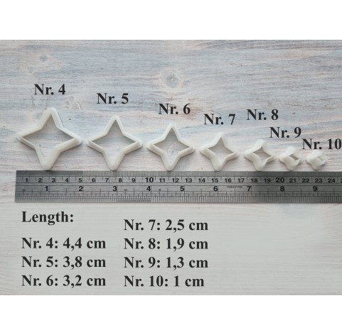 "Four pointed star", set of 7 cutters, one clay cutter or FULL set