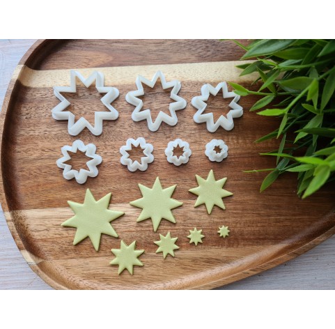 "Eight point star", set of 7 cutters, one clay cutter or FULL set
