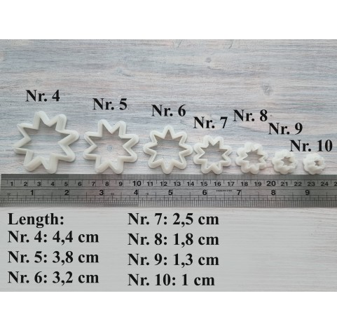 "Eight point star", set of 7 cutters, one clay cutter or FULL set