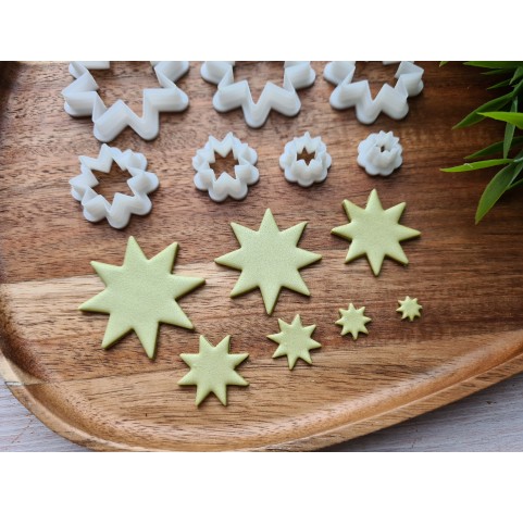 "Eight point star", set of 7 cutters, one clay cutter or FULL set